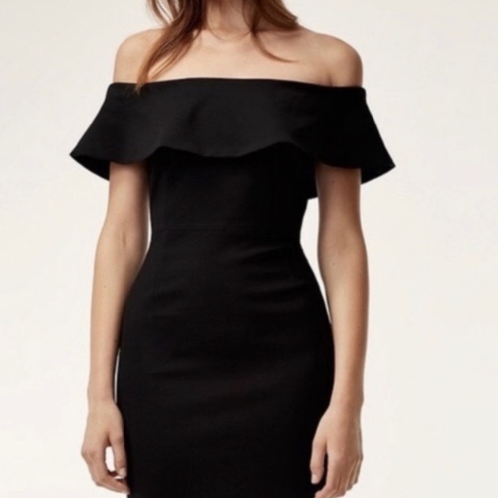 Zara Black One-Shoulder Ruffle Dress NWT large